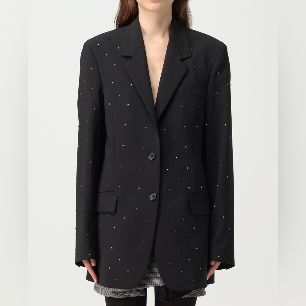 MSGM Black Blazer with Rhinestone Embellishments IT 40 US 6 NEW!